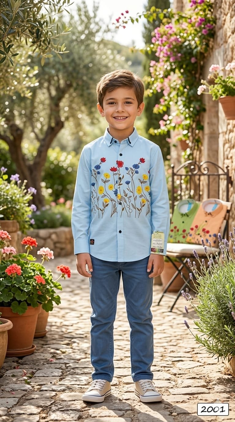 Boys Shirt floral 24x24